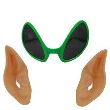Alien Glasses  Latex Pointed Ears Cosplay LARP Prosthetic Beige