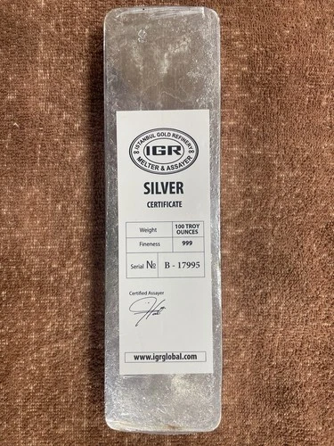 100 OZ  999 Silver Bar Istanbul  Free Shipping