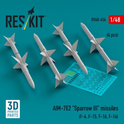 AIM-7E2 ''Sparrow III'' missiles (4 pcs) (3D Printed) 1/48 ResKit RS48-0456