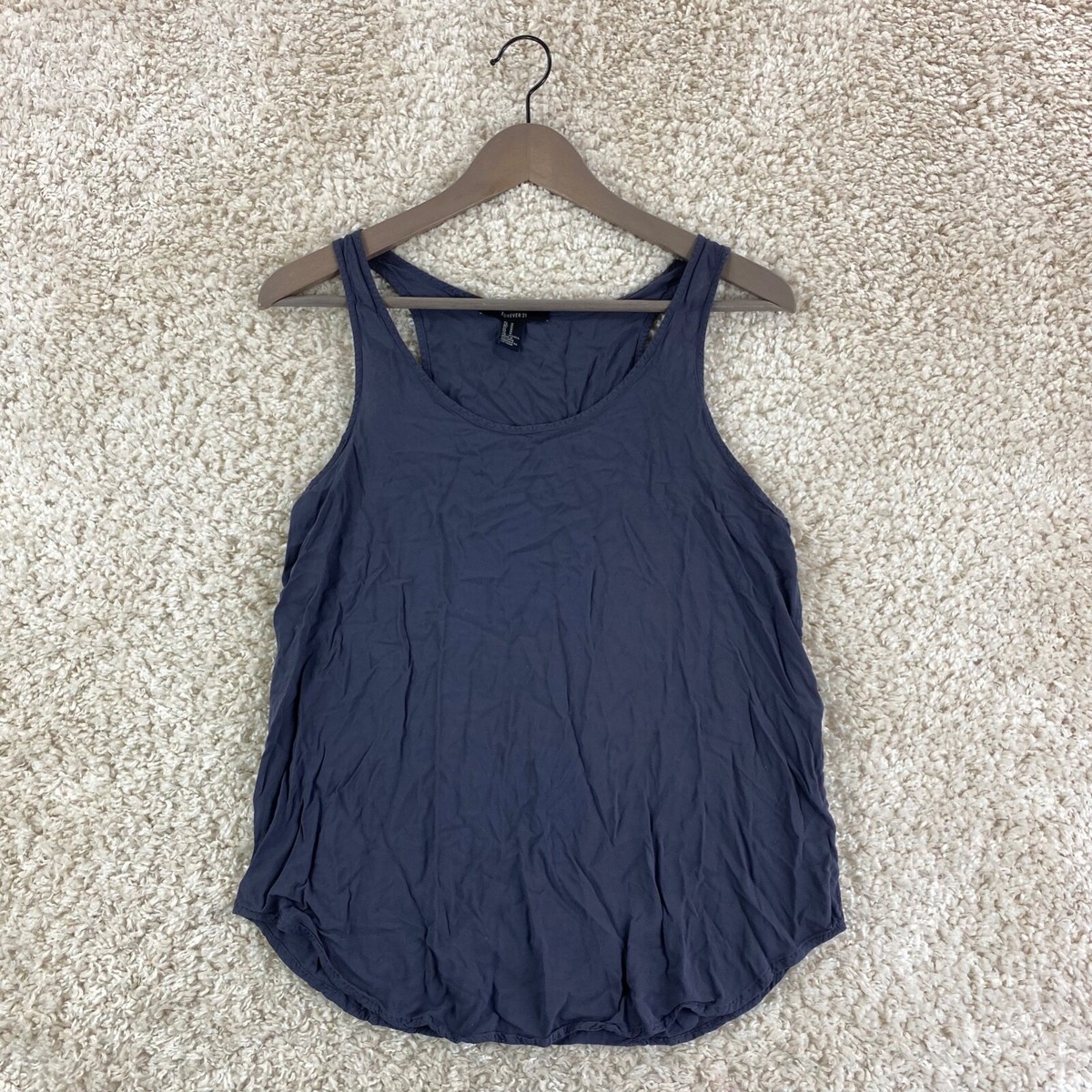 Forever 21 womens medium tank top racerback blue sleeveless basic casual