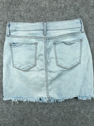 MUDD FLX Stretch Denim Skirt Women Juniors 9 Blue Jean Cut Off Distressed Casual - Picture 8 of 8