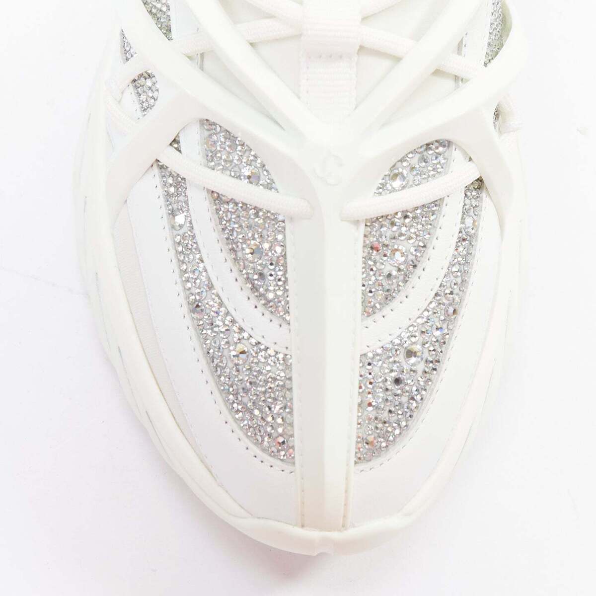 JIMMY CHOO 2024 Cosmos white crystal round toe lace up JIMMY CHOO 2024 Cosmos white crystal round toe lace up