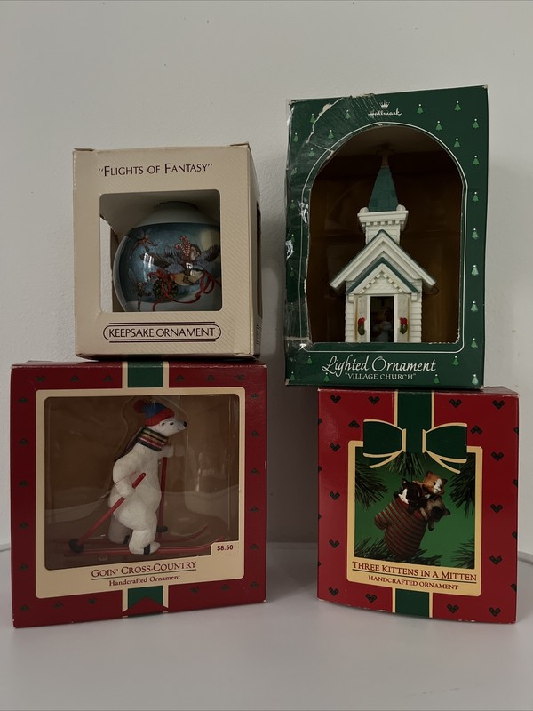 LOT OF 4 VINTAGE 1980s Hallmark Ornaments Original Boxed Keepsakes 1984 1988