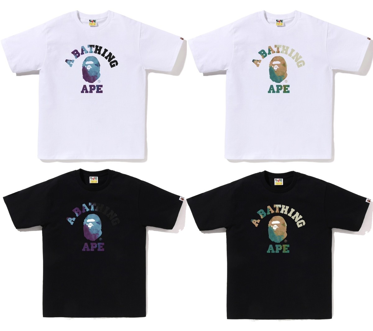 A BATHING APE Men's TIE DYE COLLEGE TEE 1K80110032 z | eBay