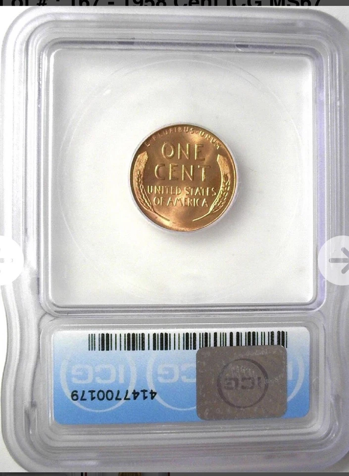 1958 wheat penny MS67 Reduced From $245 - Image 2 of 2