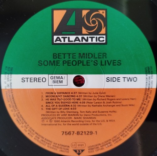 BETTE MIDLER ** Some People's Lives ** 1990 GERMANY LP w/ INSERT - Picture 4 of 4