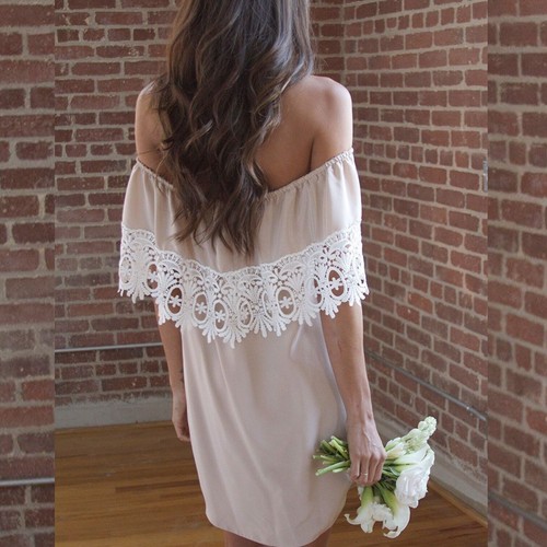 NWT Gorgeous Stone Cold Fox Bonita Crochet Silk Dress Blush/Taupe - 3 - Picture 2 of 12