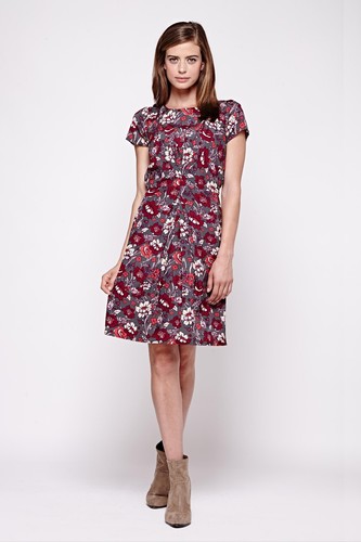 Yumi London Rose Print Origami Pleats Tea Dress Grey Multicolor Pick Your Size - Picture 6 of 8