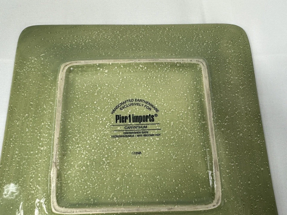TWO Pier 1 Imports Carynthum 8.75" Square Salad Plate Floral Design Earthenware - Image 3 of 4