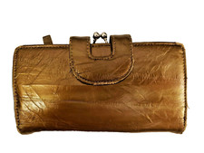 GENUINE EEL SKIN Gold Ladies Wallet - Nice Condition Came from an Estate Sale 