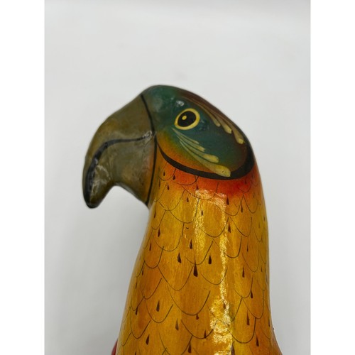 Vtg Tonala Jal Mexico Folk Art Parrot Paper Mache 30" Hanging Lg Tropical Signed - Picture 6 of 24