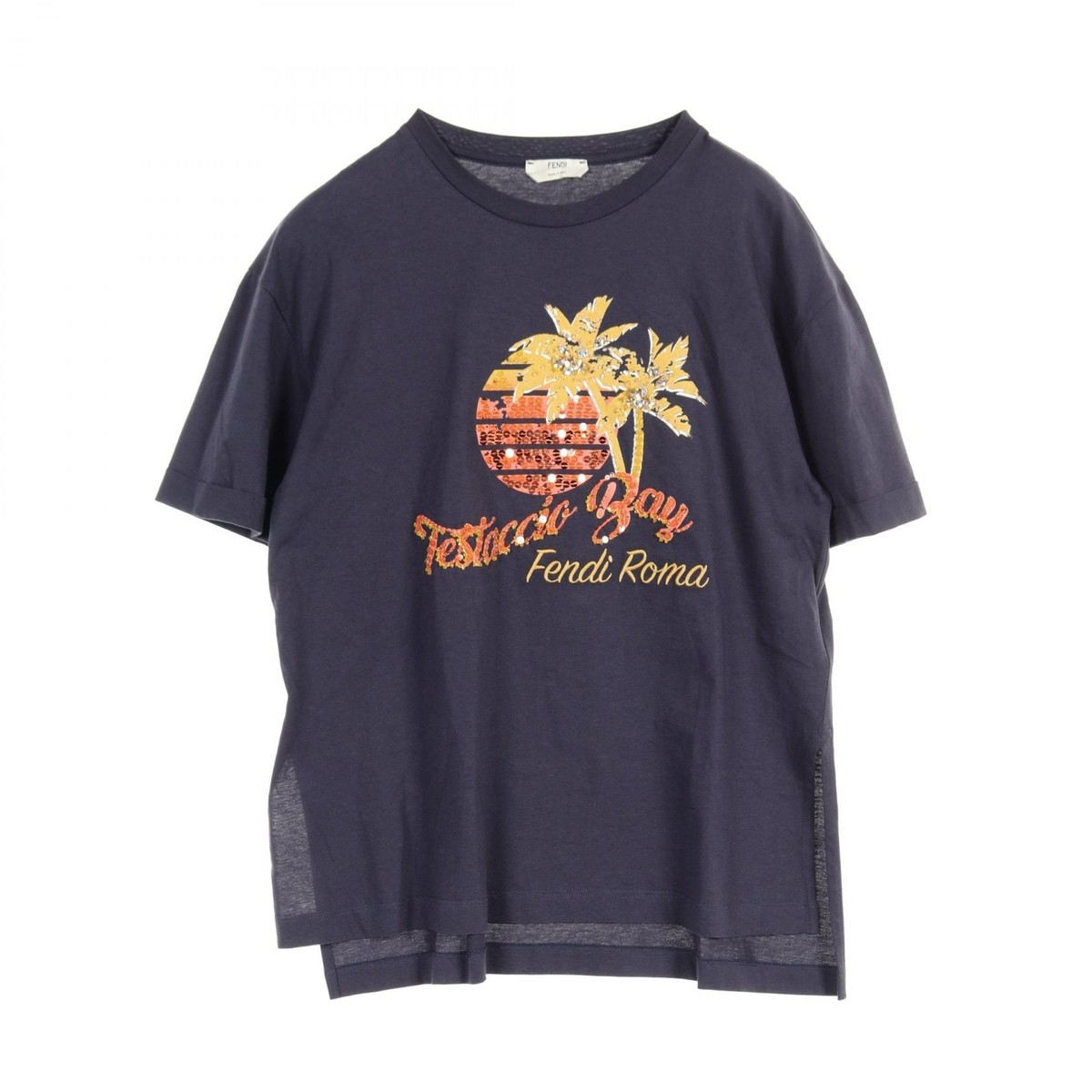 FENDI POPTOUR TESTACCIO BAY T-shirt M size cotton Navy Used | eBay 