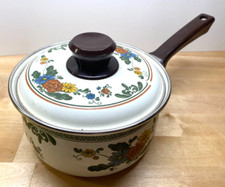 Vintage Villeroy & Boch Amsterdam  Enamel Floral 8" Pans Cookware Saucepan Pot