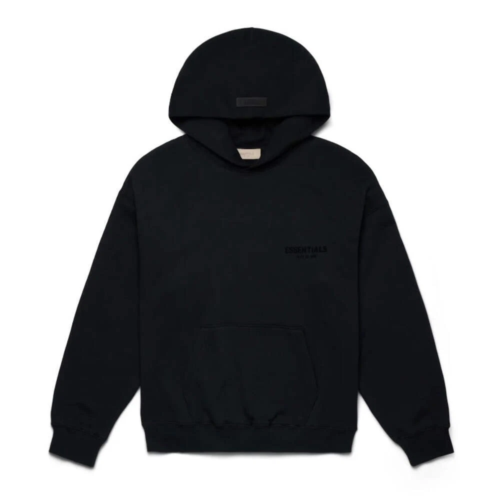 Felpa con cappuccio Fear of God Essentials logo petto elasticizzato limousine nero