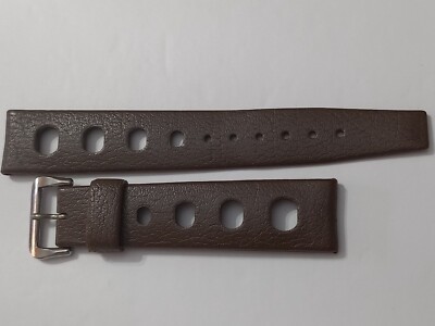 AUTHENTIC 1960-70'S 18MM SWISS TROPIC SPORT BROWN BIG HOLES DIVER'S BAND STRAP