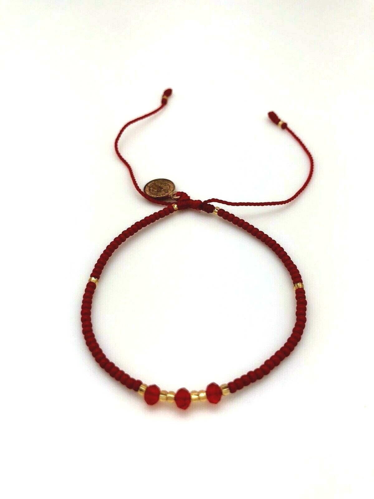 Pulsera roja De Cristales con Medalla De San Benito Red & St Benedict Bracelet