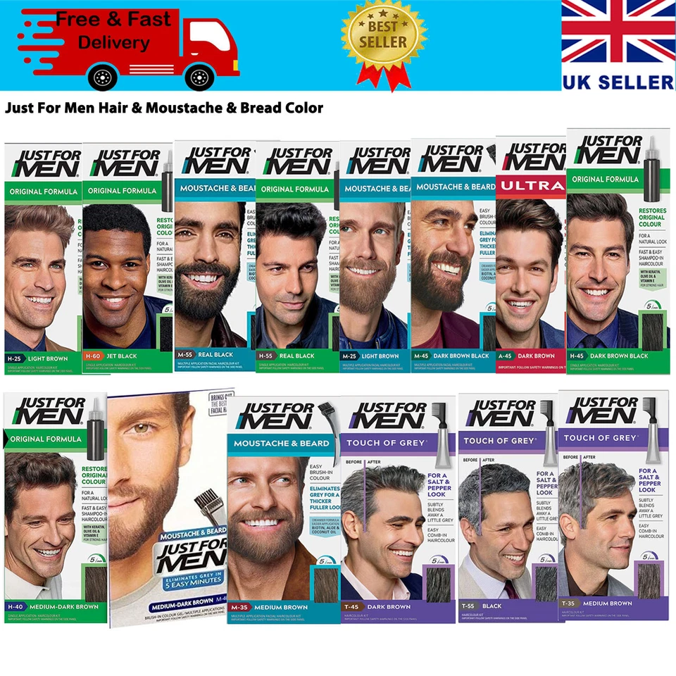 Just For Men Hair Color Dye Gel, Moustache and Beard Original Formula- Set 3