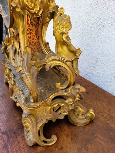 Pendule Rocaille En Bronze Doré, Napoléon III, XIXème Siècle - Picture 18 of 18