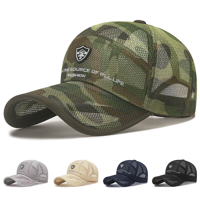 Breathable Army Green Mesh Trucker Hat Adjustable Baseball Cap for Men-image