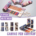 Canvas Roll Up Pencil Case 48 72Slots Pen Holder For Artists Sketch Drawing Tool