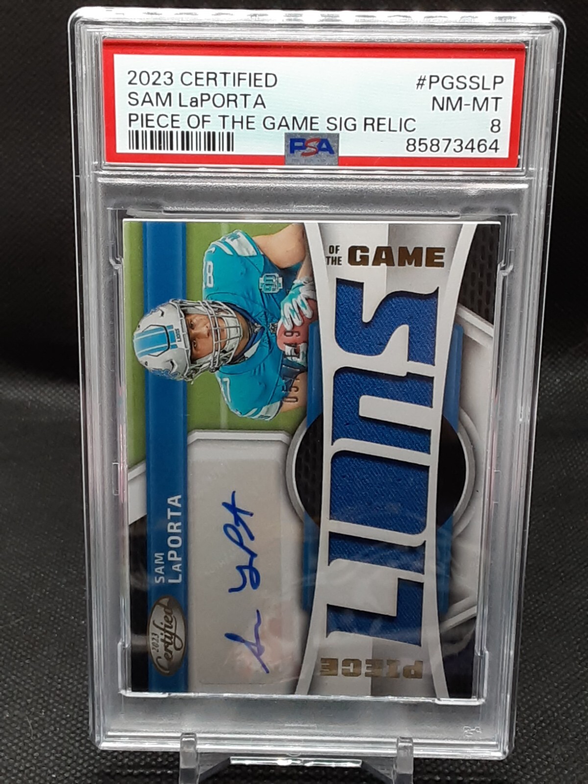 Sam LaPorta Panini Certified Piece of the Game Signature Relic #PGSSLP Base