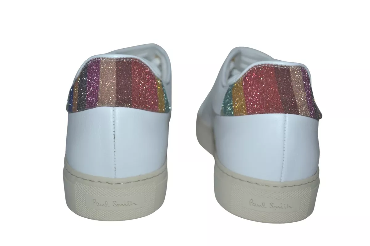 Paul Smith Mainline Womens Basso Glitter Stripe Heel Trainers UK8