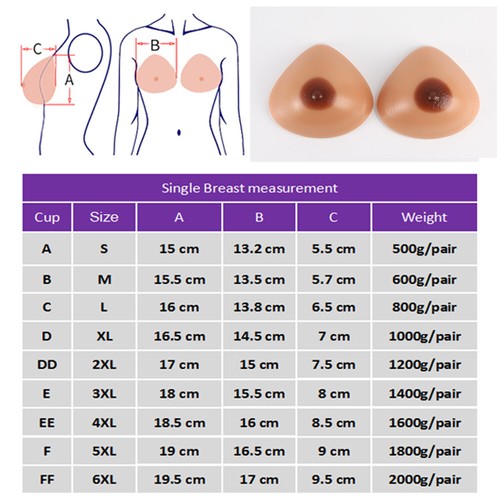 A-FF Cup Triangle Silicone Breast Forms Fake Boobs Crossdresser Fake Boobs - Picture 5 of 12