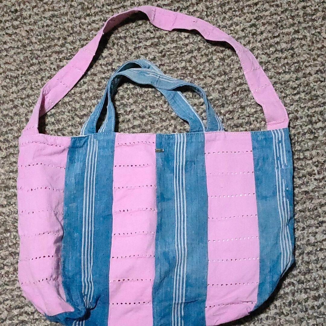 dosa Luna Bag Shoulder Bag Stripe Tote Bag 2 Way Blue Pink Color