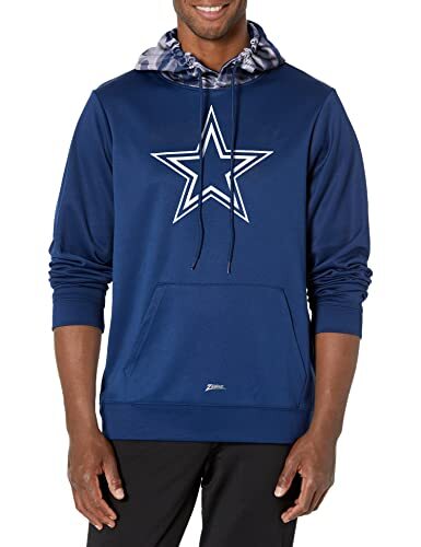 Толстовка с капюшоном Zubaz NFL Mens Dallas Cowboys командного цвета с камуфляжной задней панелью
