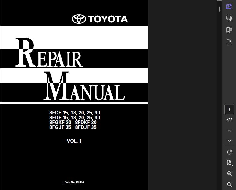 TOYOTA 52-8FDF25 FORKLIFT OPERATORS OWNERS SERVICE REPAIR SHOP