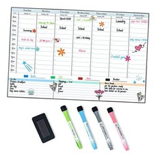 Magnetic Weekly Dry Erase Board Calendar for Fridge, 16.9"x11"Schedule Board,