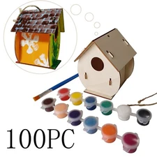 100pc Mini DIY  Wooden Birdhouse Kits - Unpainted, Natural, Unfinished Wood Home