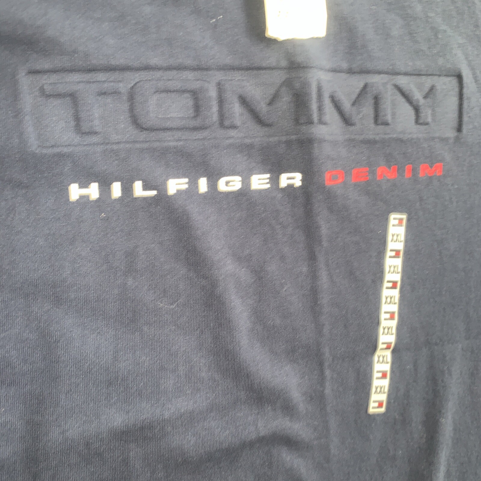 Tommy Hilfiger T-Shirt Mens Hilfiger Jeans Logo Blue Navy 2XL Embossed ...