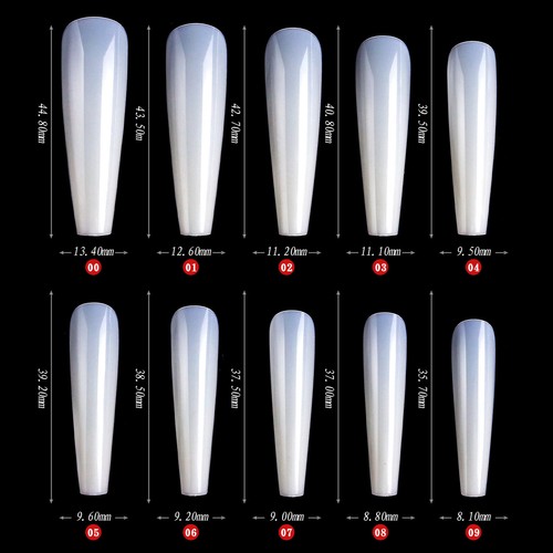 500 Pcs Acrylic Ballerina Fake Nails Coffin Full Cover Nail Art Tips Extra Long - Picture 9 of 10
