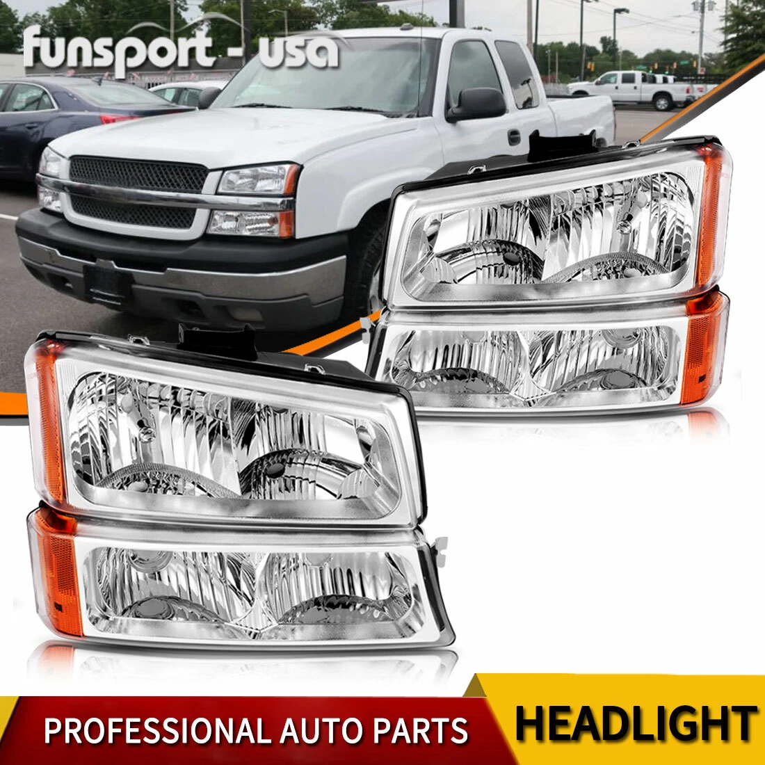 Chrome Headlights for 2003 2004 2005 2006 Chevy Silverado