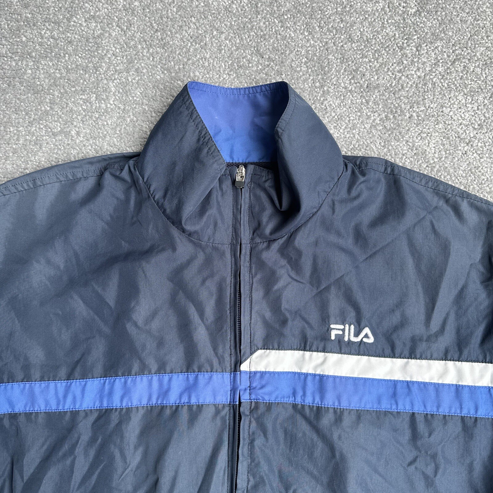 FILA giacca da allenamento uomo retrò taglia 48 giacca sportiva giacca a vento logo 26608 blu