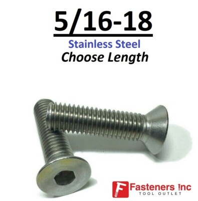 5/16-18 Flat Head Socket Cap Screw 18-8 Stainless Steel 304(Choose Length & Qty)