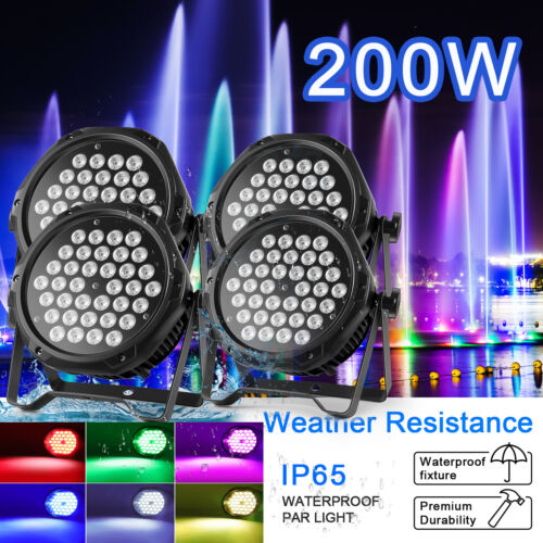 4stk U`King RGBW 200W IP65 Wasserdicht 36 LED PAR DMX Bühnenlicht Outdoor Garten - Bild 1 von 9