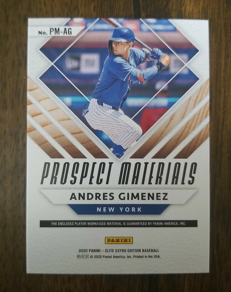 2020 Elite Extra Edition Prospect Materials Relic Black #PM-AG Andres Gimenez - Image 2 of 2