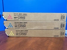 Lot of 3 Genuine Ricoh Savin Lanier MP C3502 Toner Cyan, Yellow, Magenta