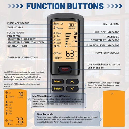 2166-330 Fireplace Remote Control Transmitter for RC300 Replacement for Heat N G - Picture 5 of 5