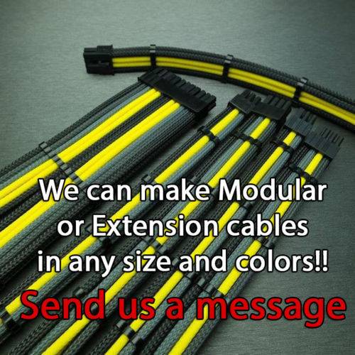 4 Pin 30cm Black White CPU Motherboard Sleeved Extension Shakmods +2 Cable Combs - Picture 4 of 6