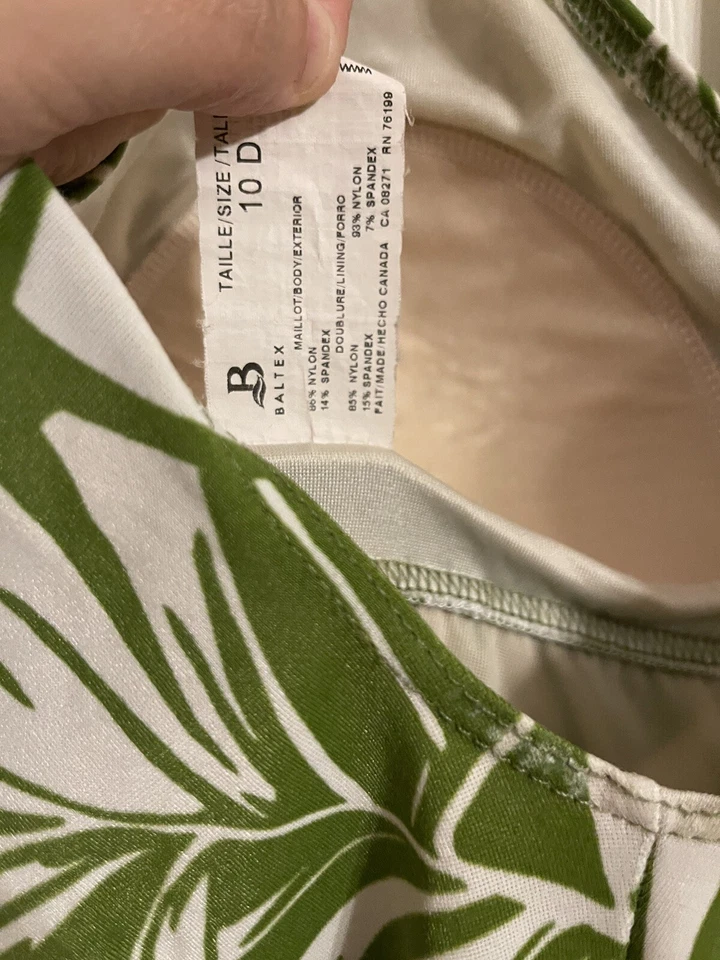 Traje de baño de una pieza Baltex Maillot Body floral verde blanco talla 10 D floral años 90 de colección Foto 4 de 4