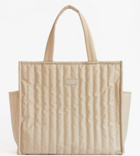 Maedn Beige Oat Quilted Tote Diaper Travel Bag