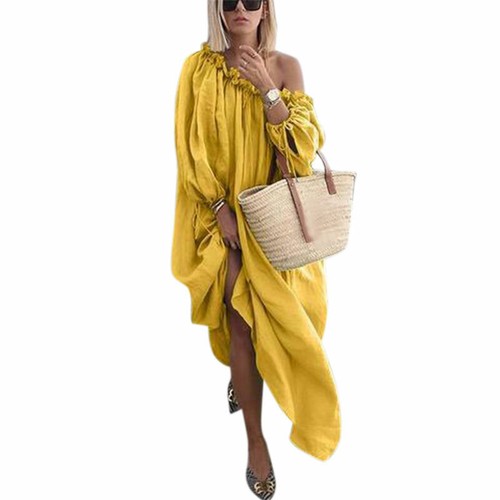 New Womens Off Shoulder Maxi Dress Loose Beach Party Casual Holiday Long Dresses - Picture 6 of 17