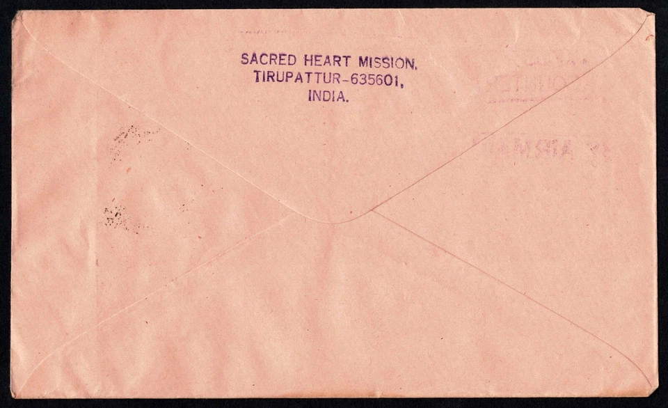 India Airmail 1970s, Sacred Heart Mission Tirupattur, Beethoven, to Switzerland - Image 3 of 3