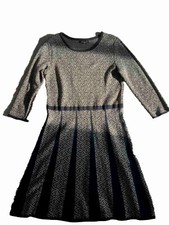 Nine West A-Line Sweater Dress Size XL Long Sleeve Black Metallic Gold
