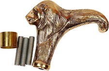 Vintage Style Solid Brass Walking Stick Handle Lion Head Designer Gift for Men
