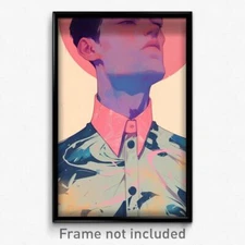 Art Poster - Man Feeling Nostalgic Wearing Artistic Pink Collar (Art Print)