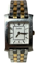 Vintage Zodiac Bellevue two tone wristwatch RUNNING but crown pulls out AS IS